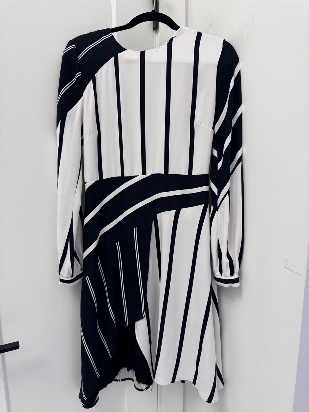 Finders Keepers Black and White Striped Long Sleeve Dress